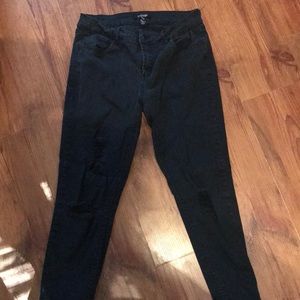 rippled black jeans